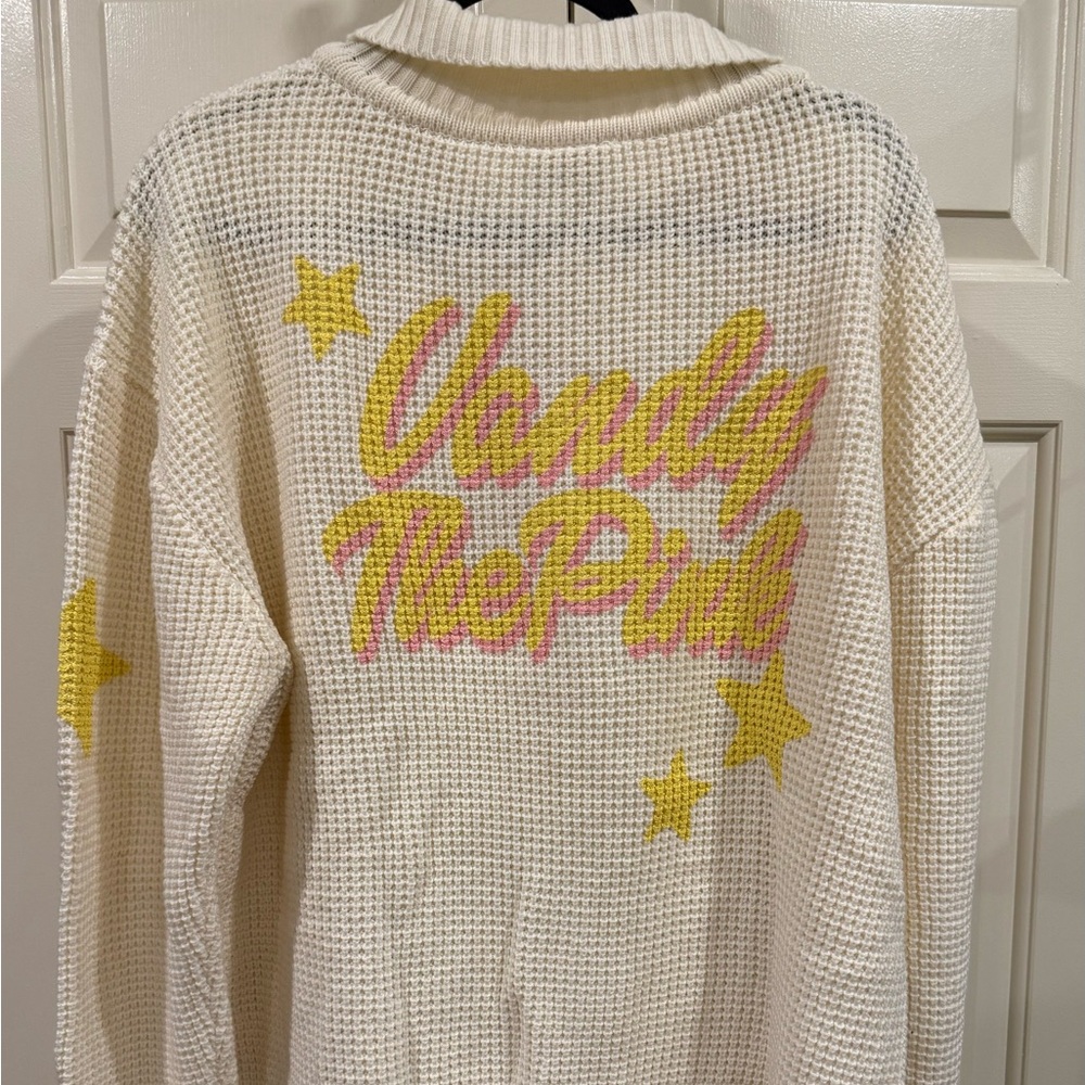 Unisex (Men’s XL) Vandythepink Cream Sweater with Yellow and Pink Accents